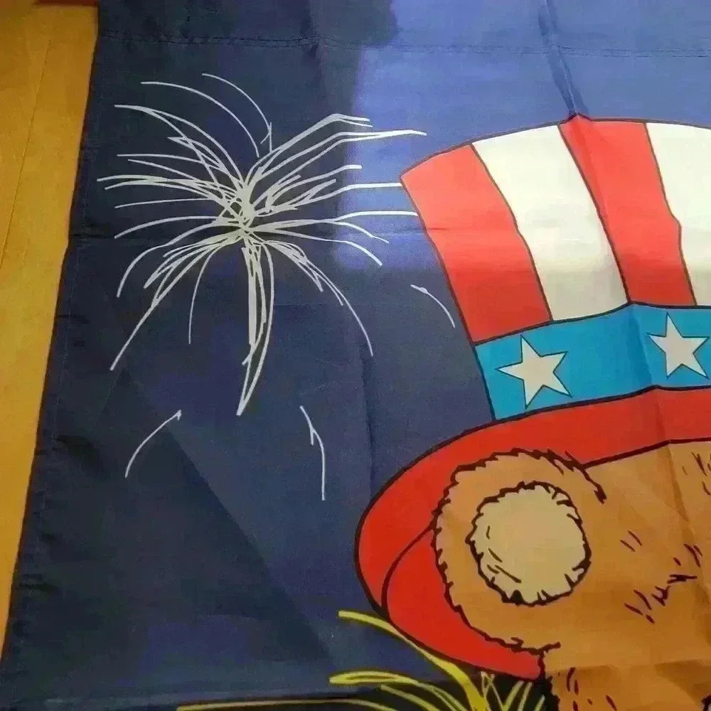 Vintage RARE Patriotic Teddy Bear 97 Firework USA Large Flag Independence Day - Picture 6 of 10